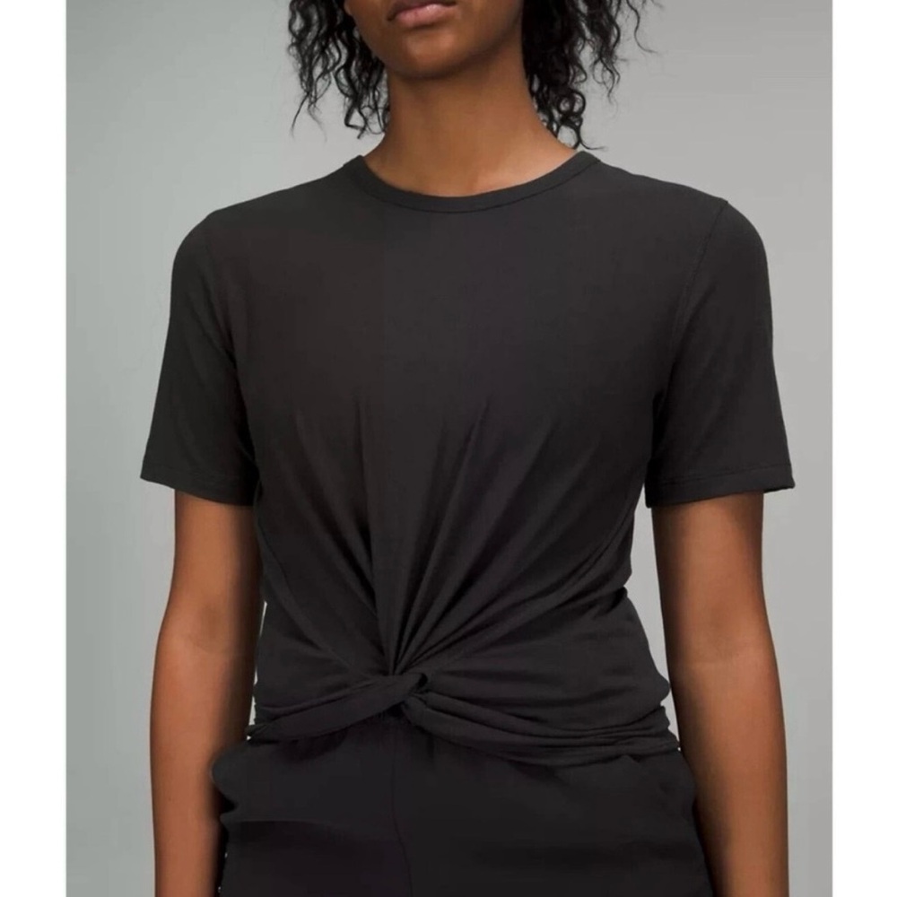 lululemon athletica Black Knot Front Short Sleeve Top Size 8